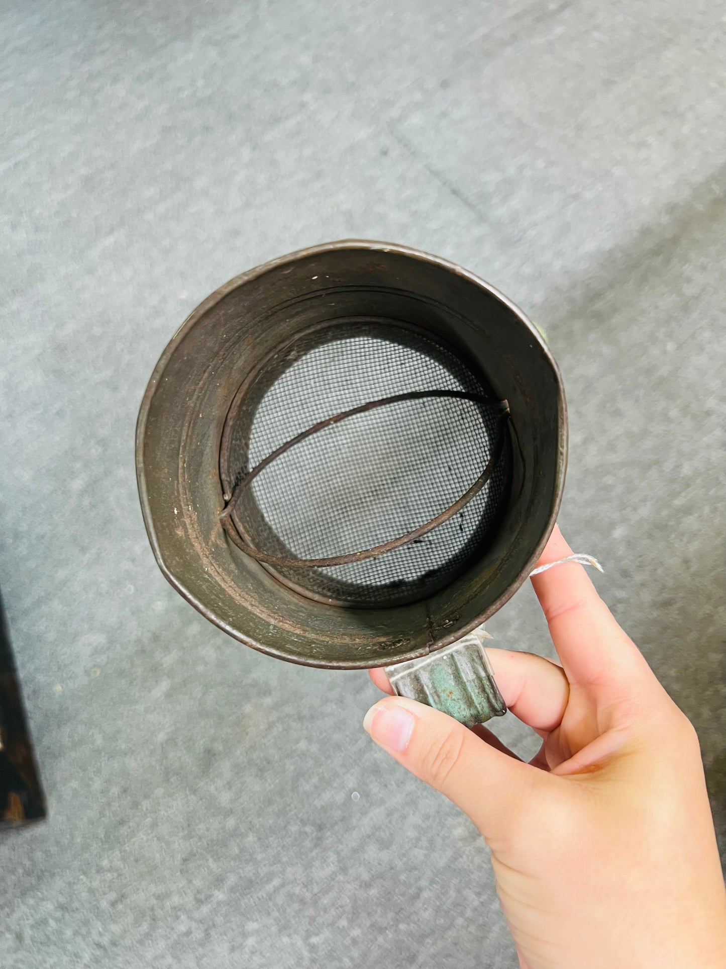 Vintage Green / White Flour Sifter