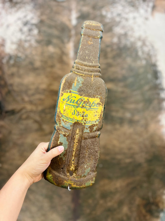 Old Vintage 1940s-1950s "Rusty" NuGrape Soda Thermometer Tin - Metal