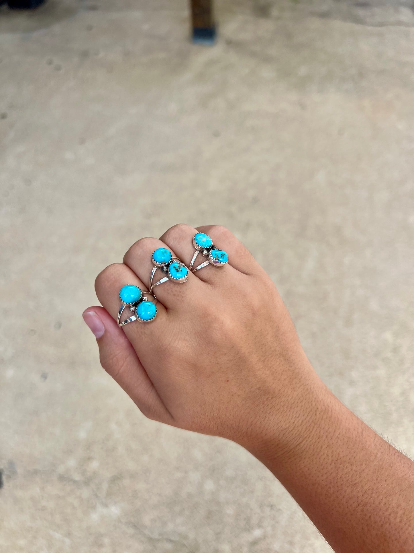 The Rilee Two Stone Turquoise Sterling Silver Ring