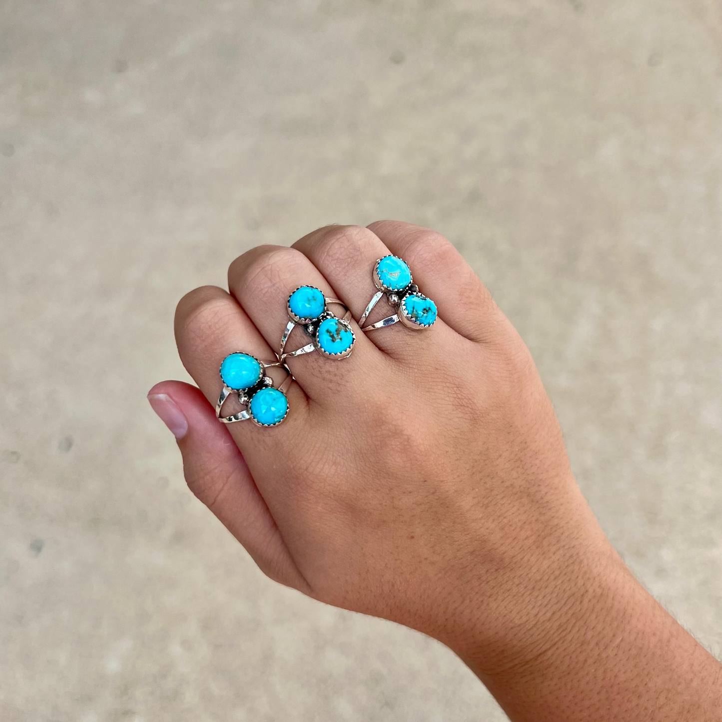 The Rilee Two Stone Turquoise Sterling Silver Ring