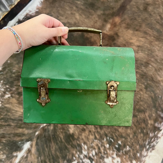Vintage American Thermos Lunch Box Metal Green