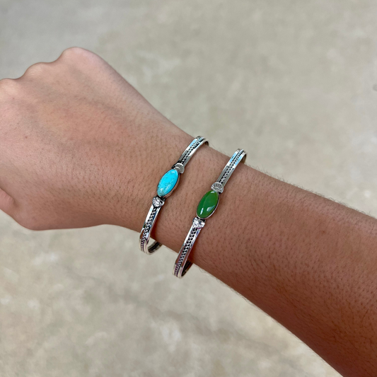 Genuine Kingman Turquoise Oval Cuff