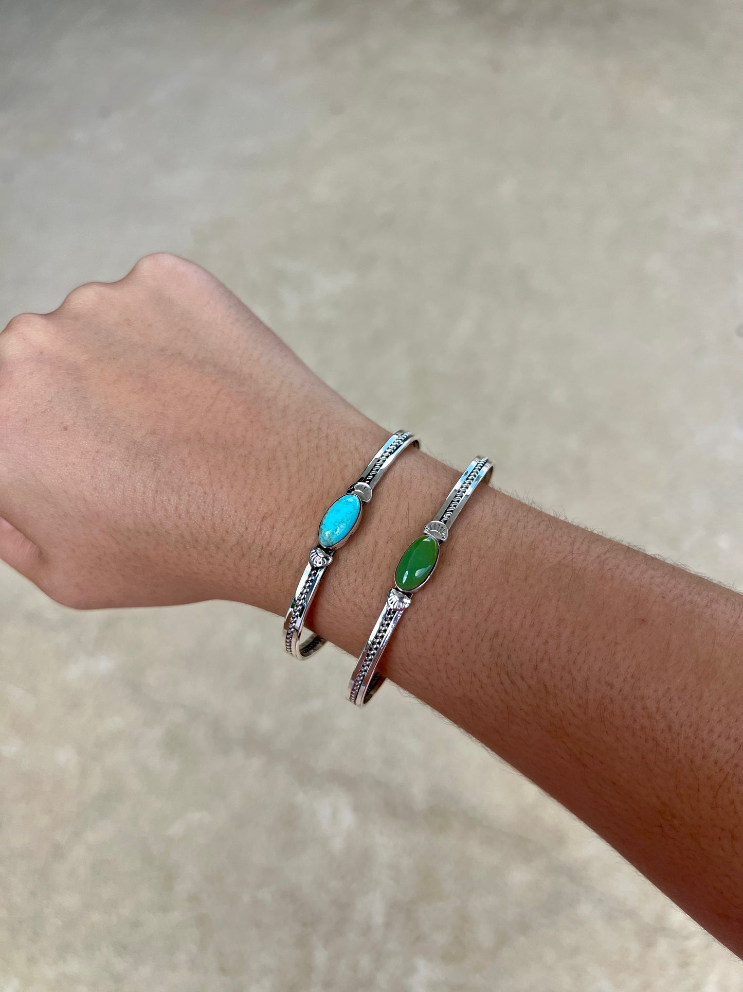 Genuine Kingman Turquoise Oval Cuff
