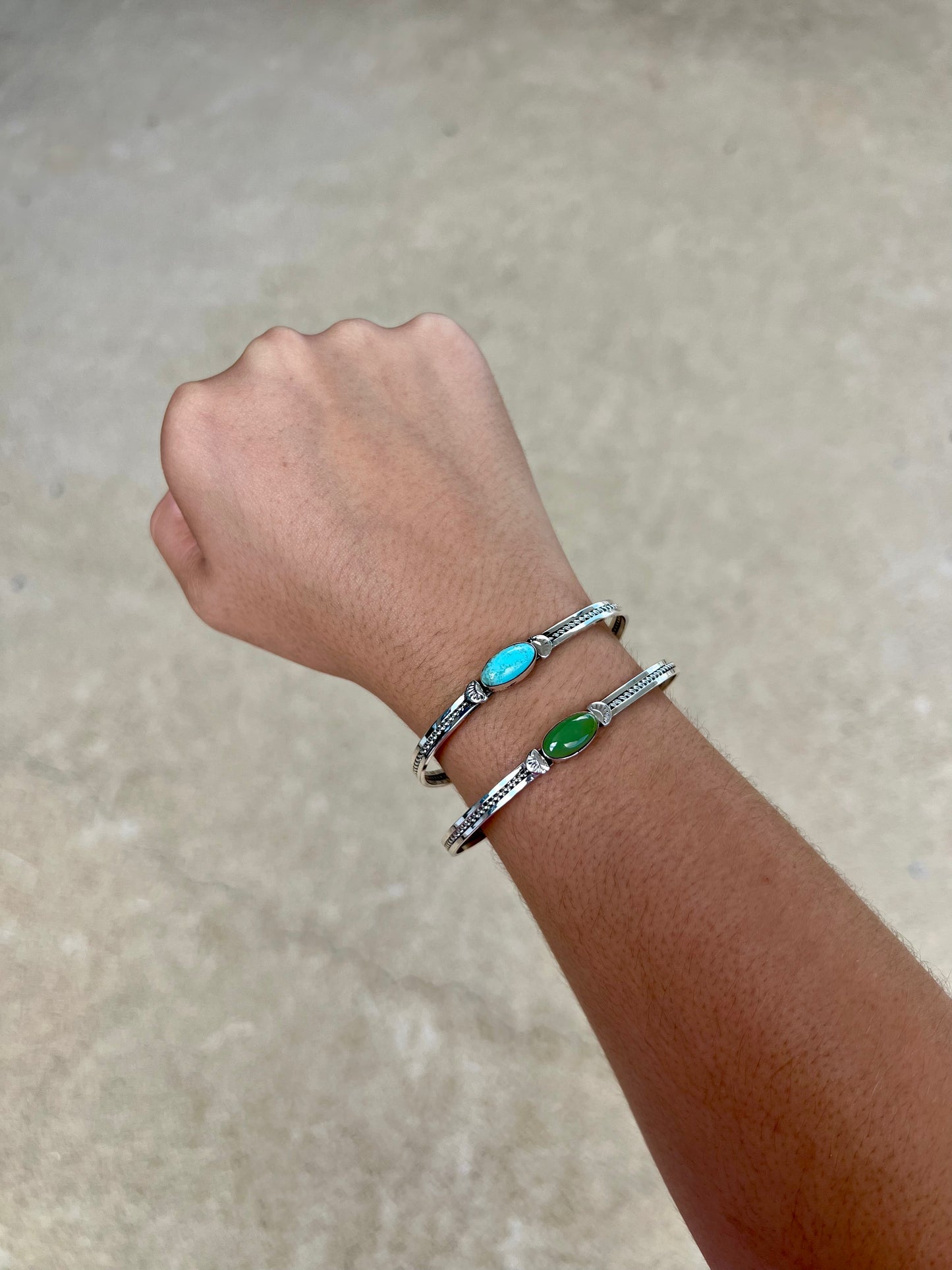 Genuine Kingman Turquoise Oval Cuff