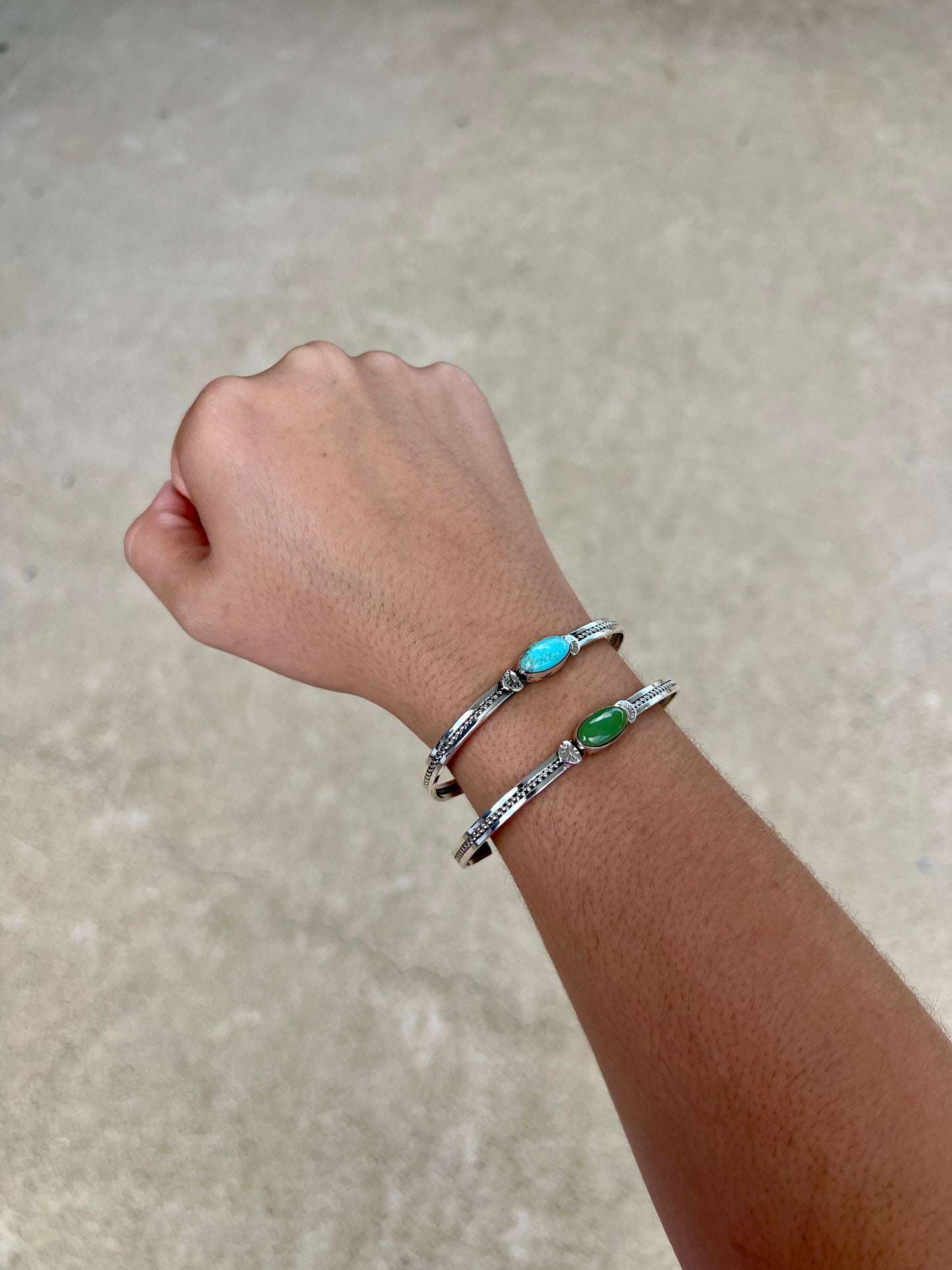 Genuine Kingman Turquoise Oval Cuff