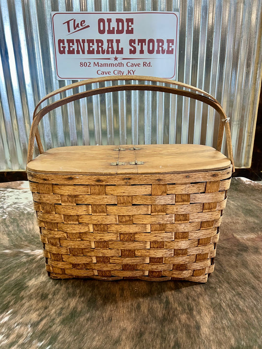 Vintage Wood Picnic Basket