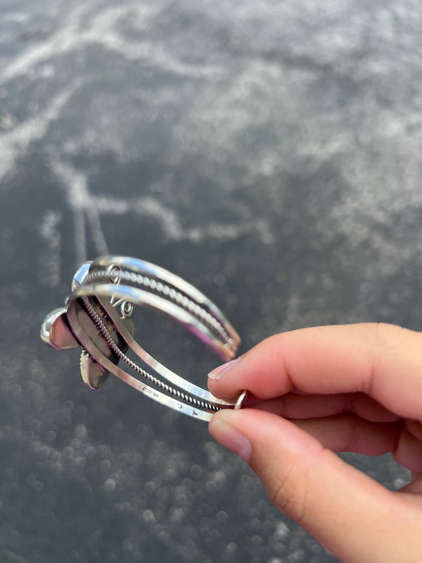 Genuine Turquoise Butterfly Sterling Silver Cuff Bracelet