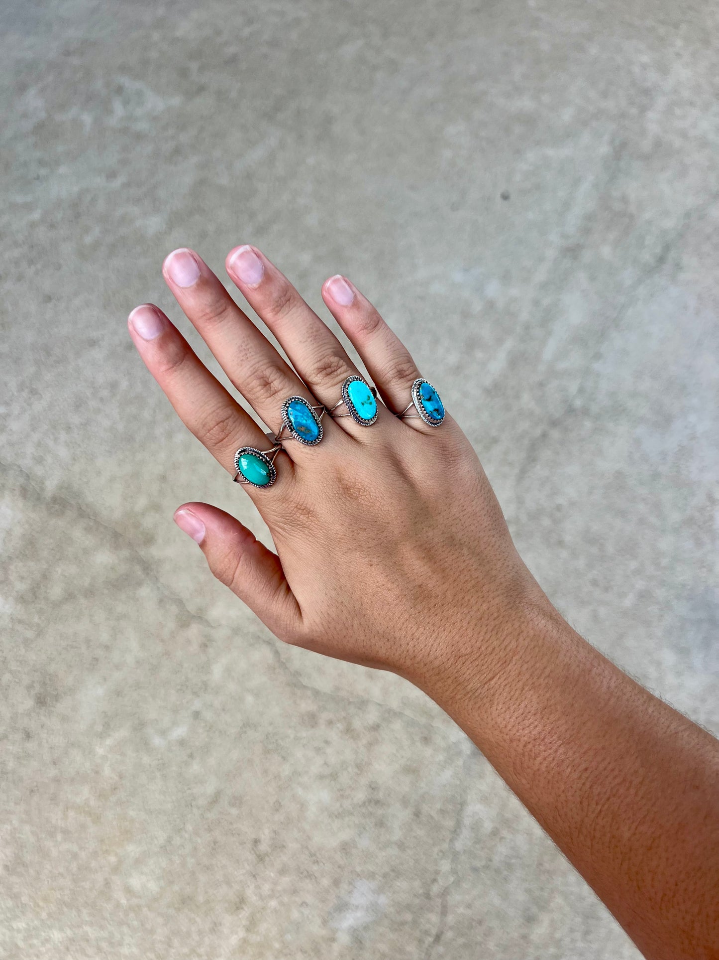 The Jolene Genuine Turquoise Twisted Border Sterling Silver Ring