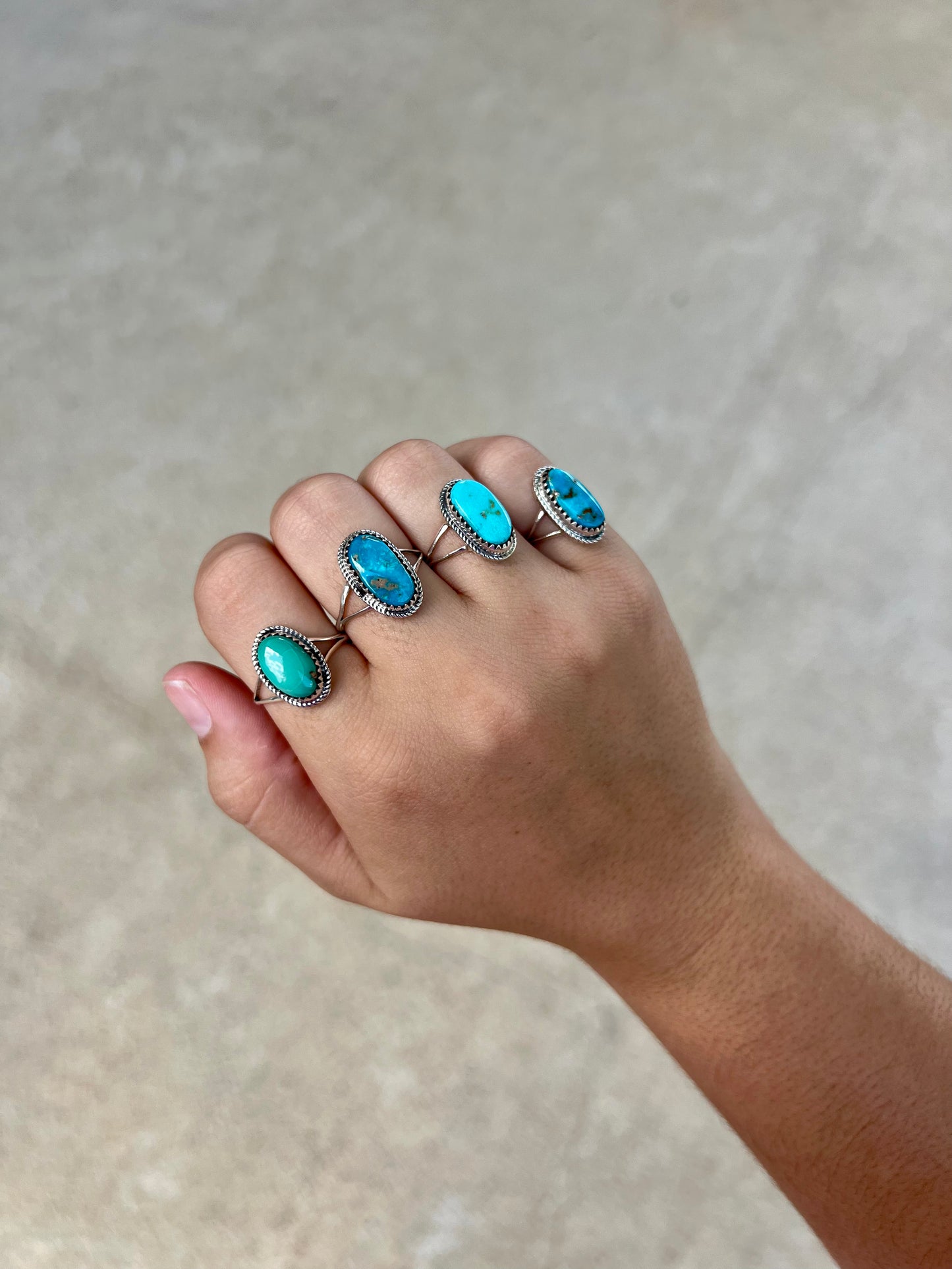 The Jolene Genuine Turquoise Twisted Border Sterling Silver Ring