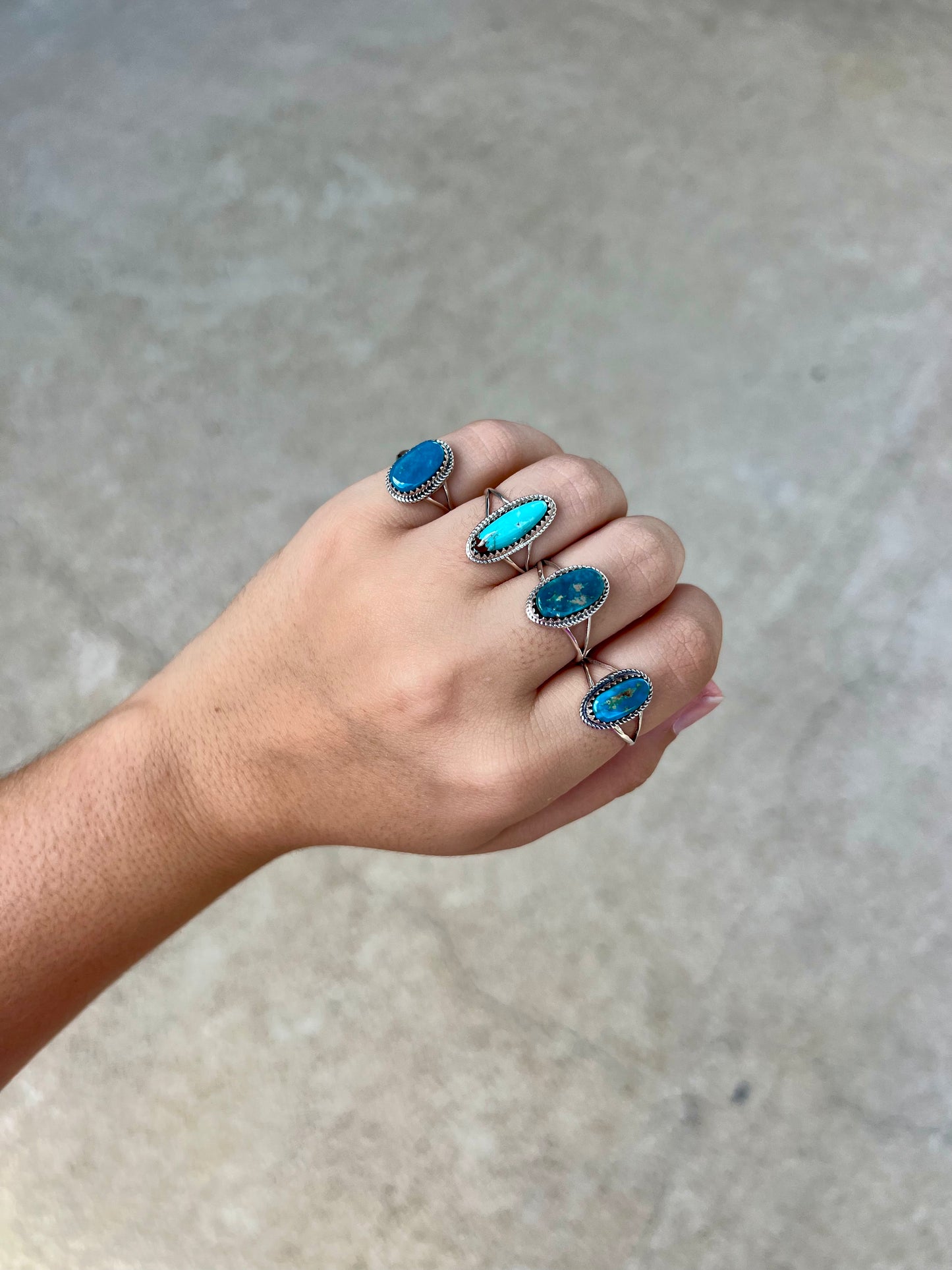 The Jolene Genuine Turquoise Twisted Border Sterling Silver Ring