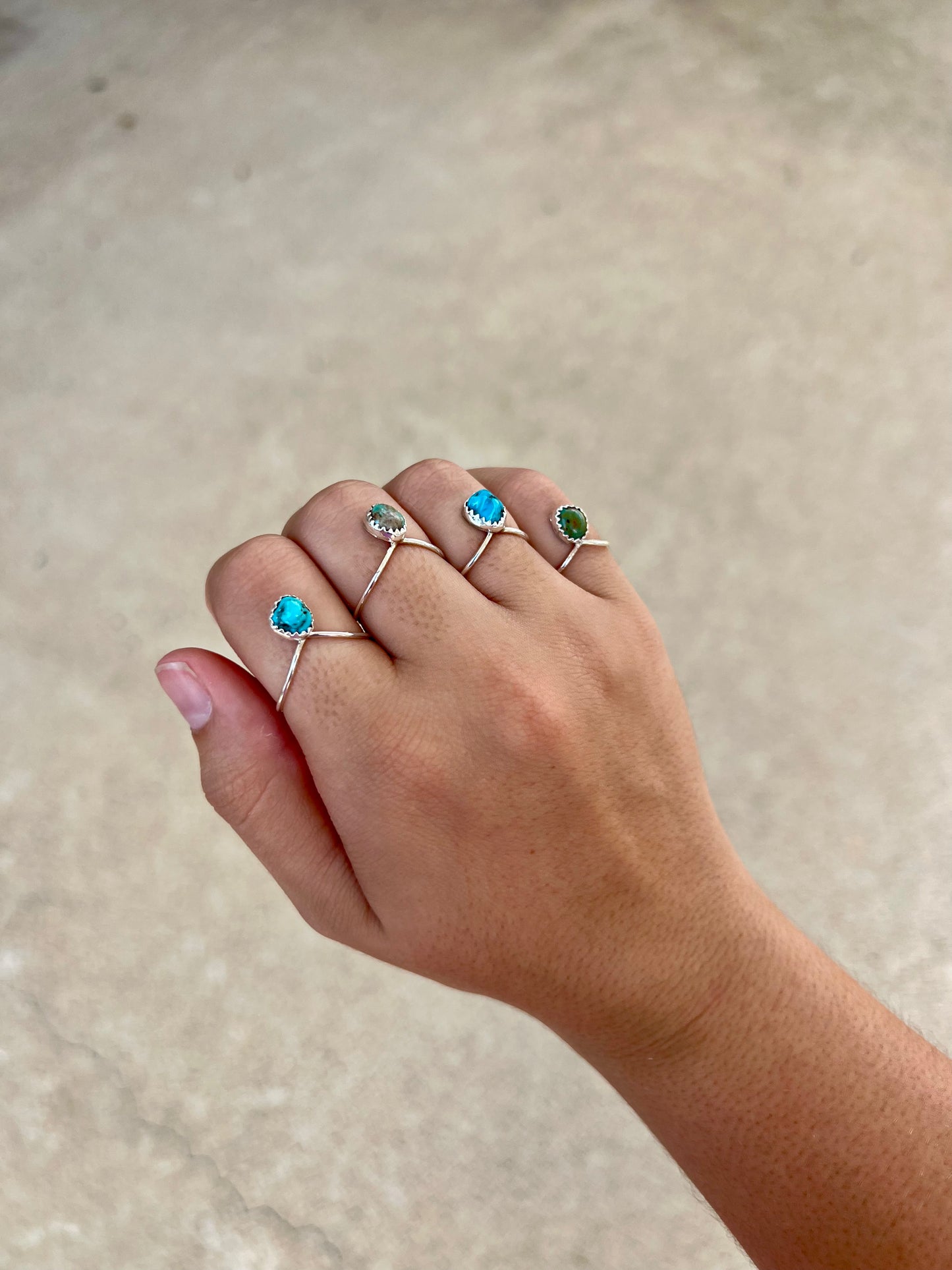 Genuine Turquoise Simple Stud Ring