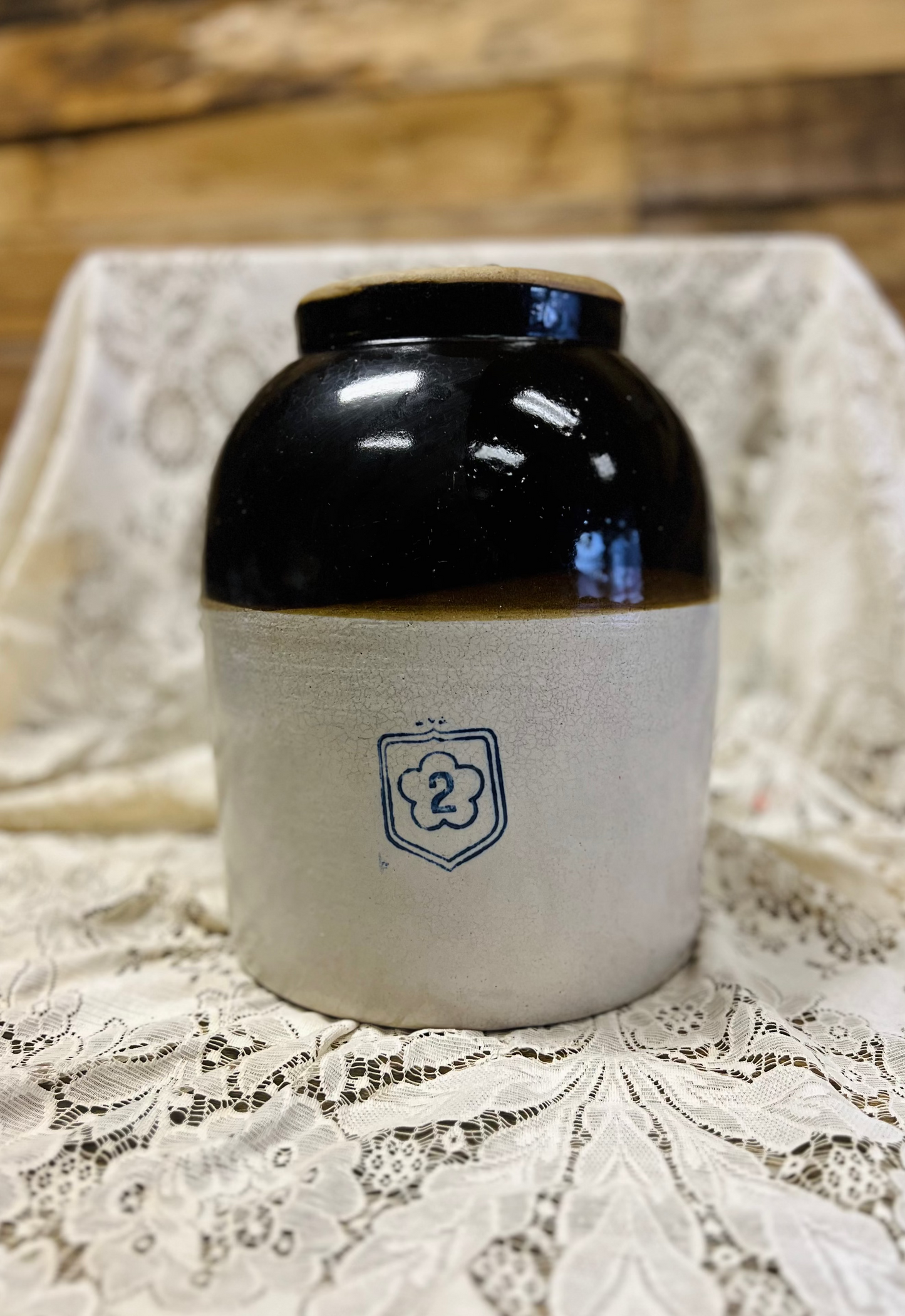 Vintage McCoy 2 Gallon Beige and Brown Crock - #2