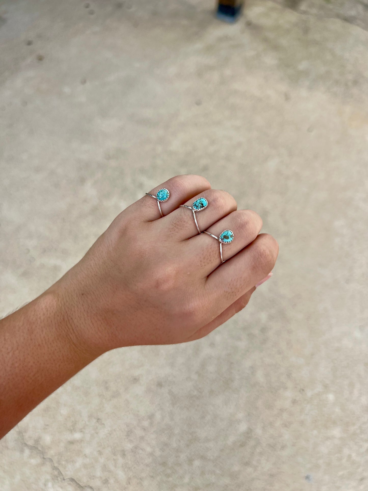 Genuine Turquoise Simple Stud Ring