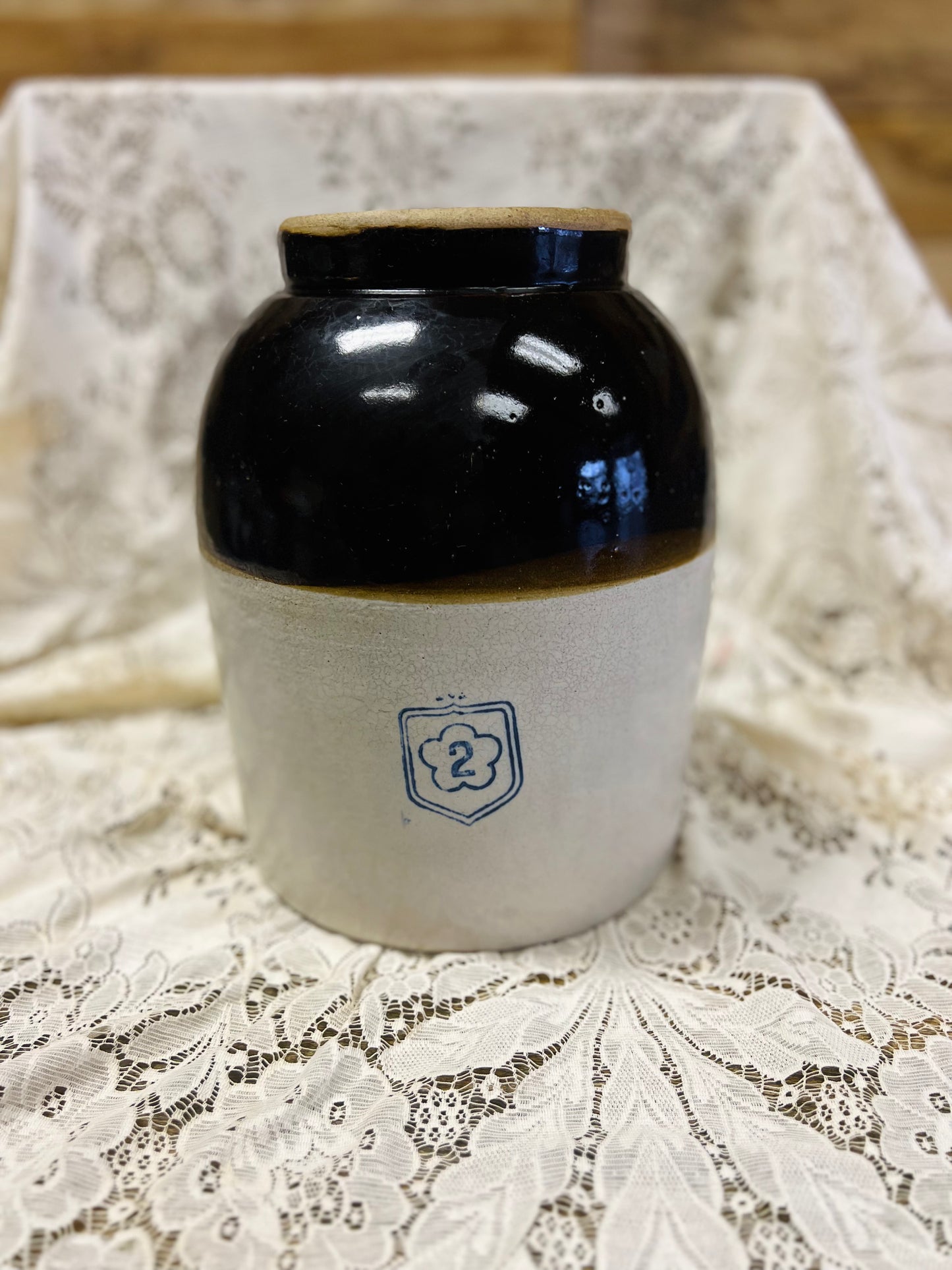 Vintage McCoy 2 Gallon Beige and Brown Crock - #2