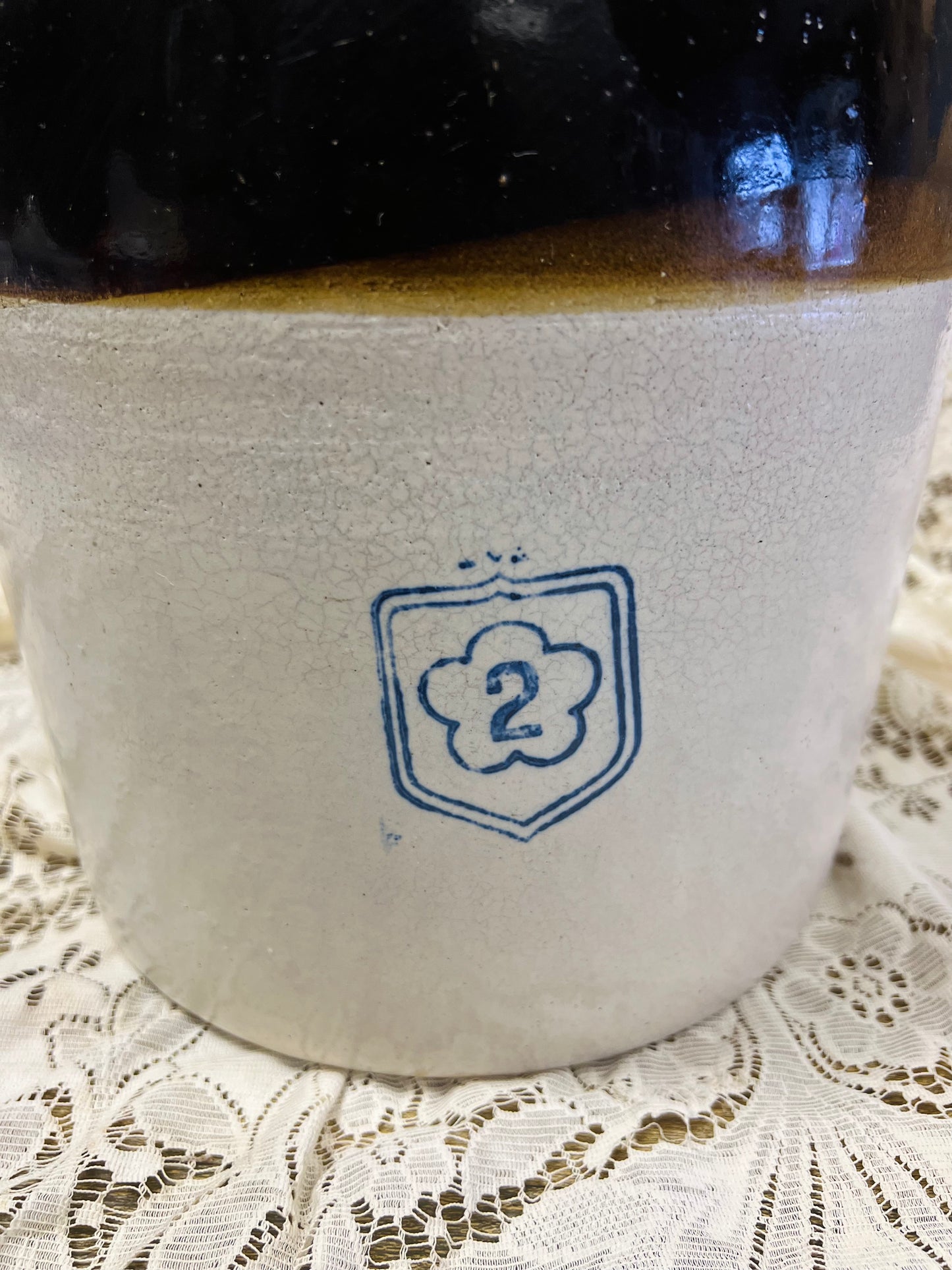 Vintage McCoy 2 Gallon Beige and Brown Crock - #2