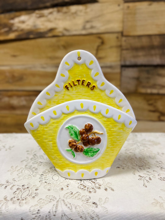 Vintage Coffee Filters Ceramic Wall Pocket