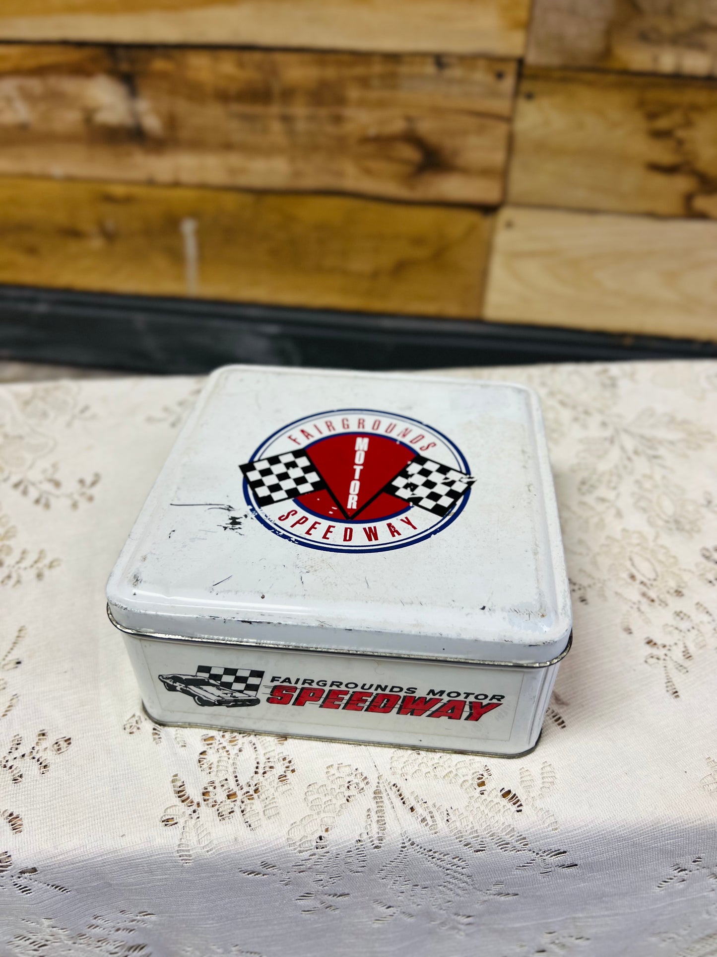 Vintage Fairgrounds Motor Speedway Collectible Cards Set with Tin Box - Stars of the 1960s & 70s