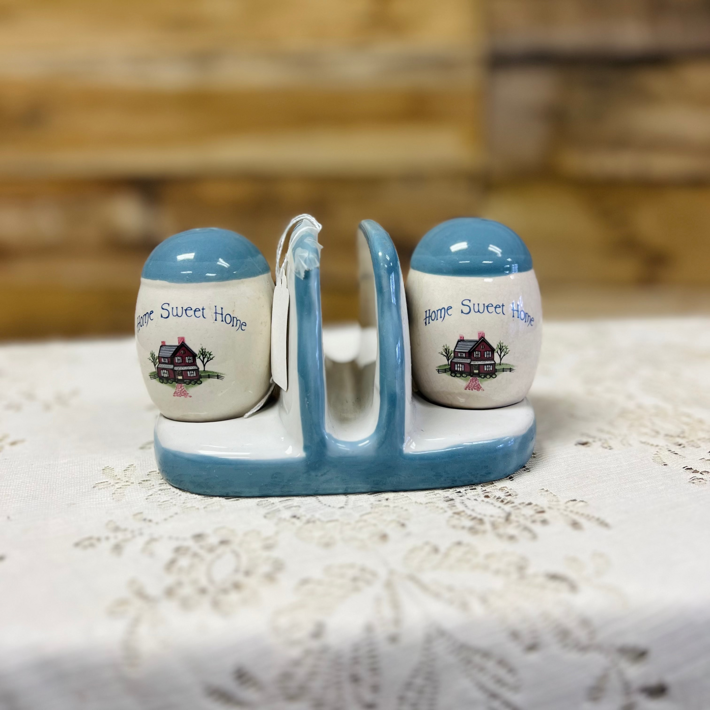 Vintage Home Sweet Home Salt & Pepper Shakers with Napkin Holder