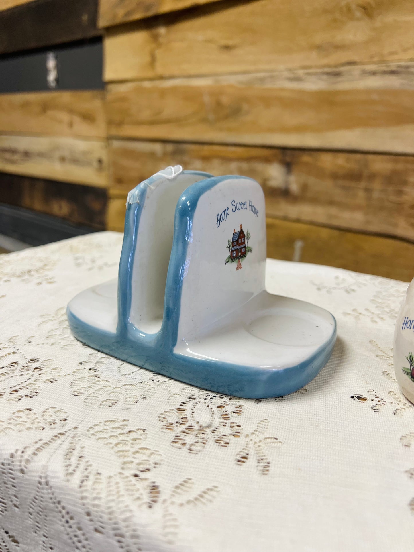 Vintage Home Sweet Home Salt & Pepper Shakers with Napkin Holder