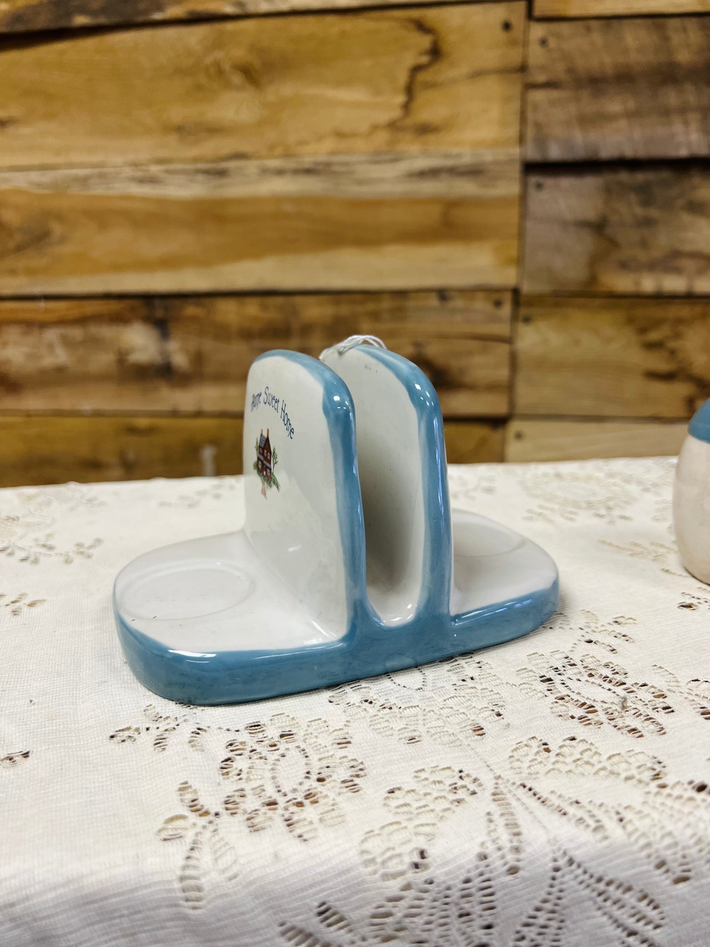 Vintage Home Sweet Home Salt & Pepper Shakers with Napkin Holder