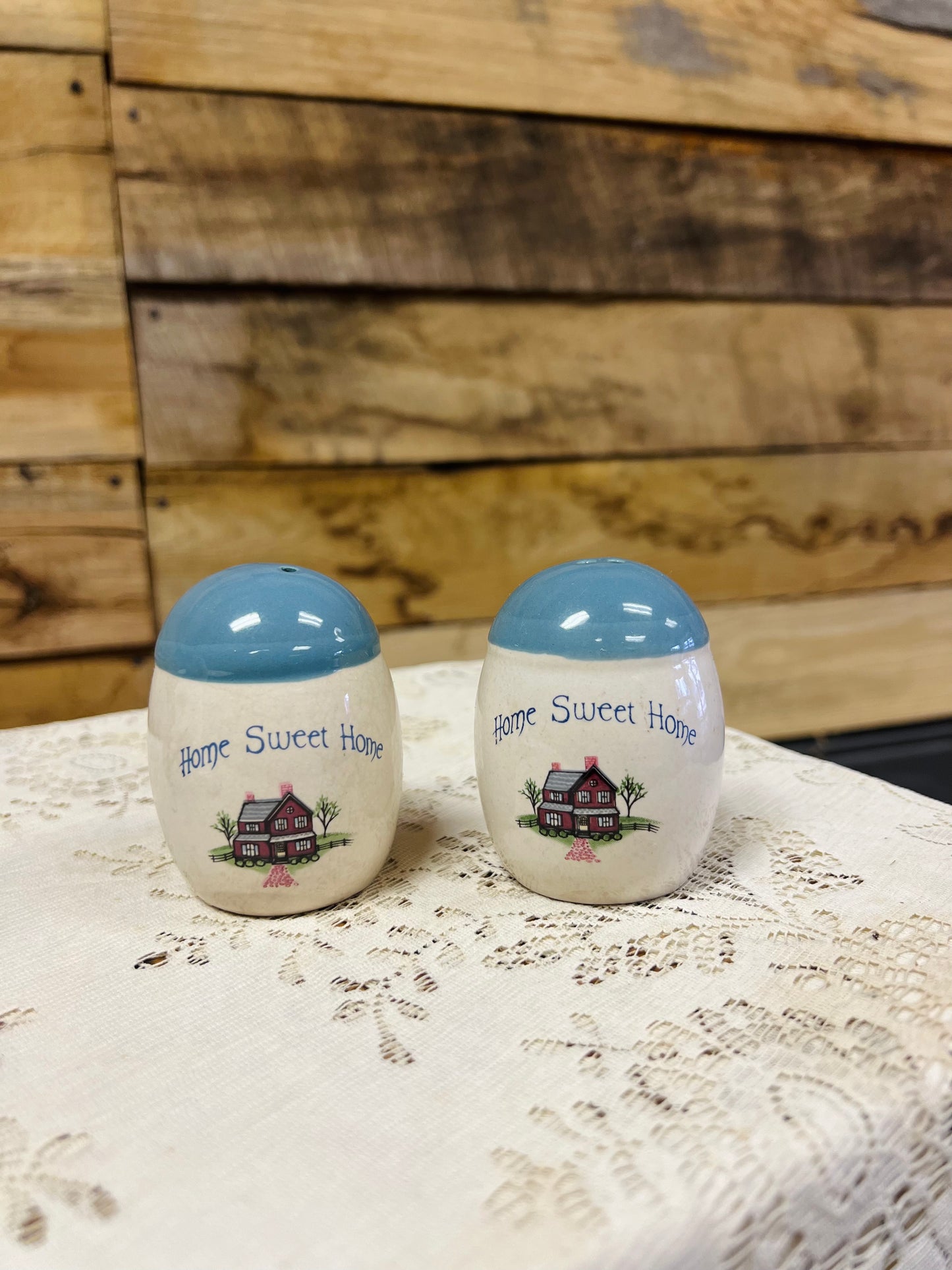 Vintage Home Sweet Home Salt & Pepper Shakers with Napkin Holder