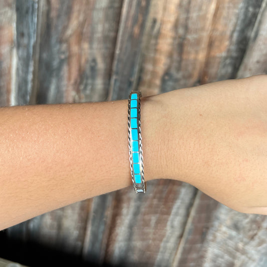 Genuine Turquoise 9 Section Inlay Cuff