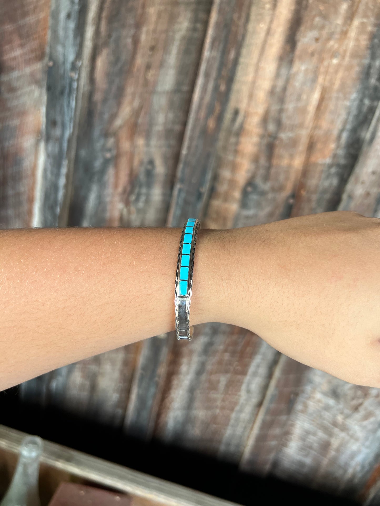 Genuine Turquoise 9 Section Inlay Cuff