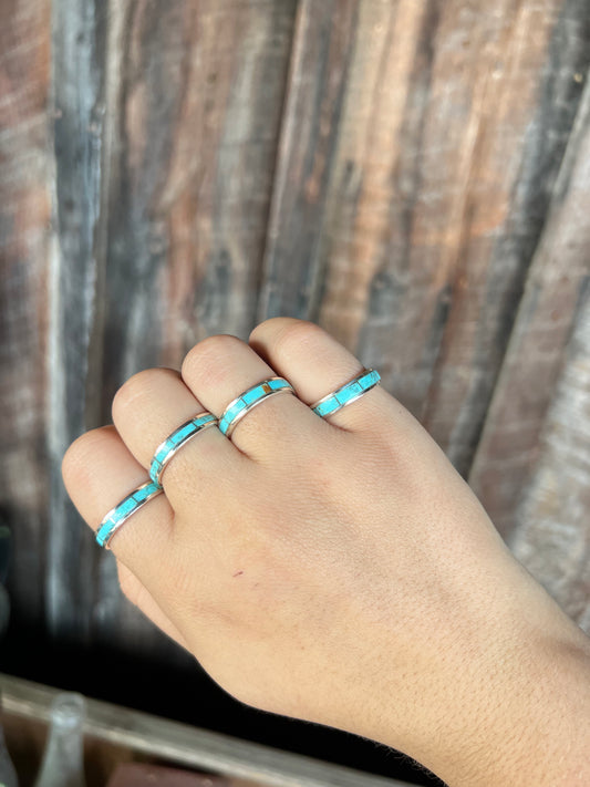 Genuine Turquoise Inlay Band Ring