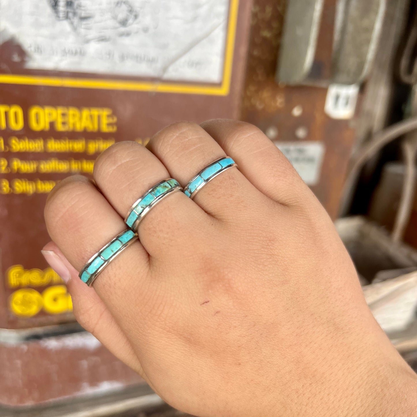 Genuine Turquoise Inlay Stacker Ring