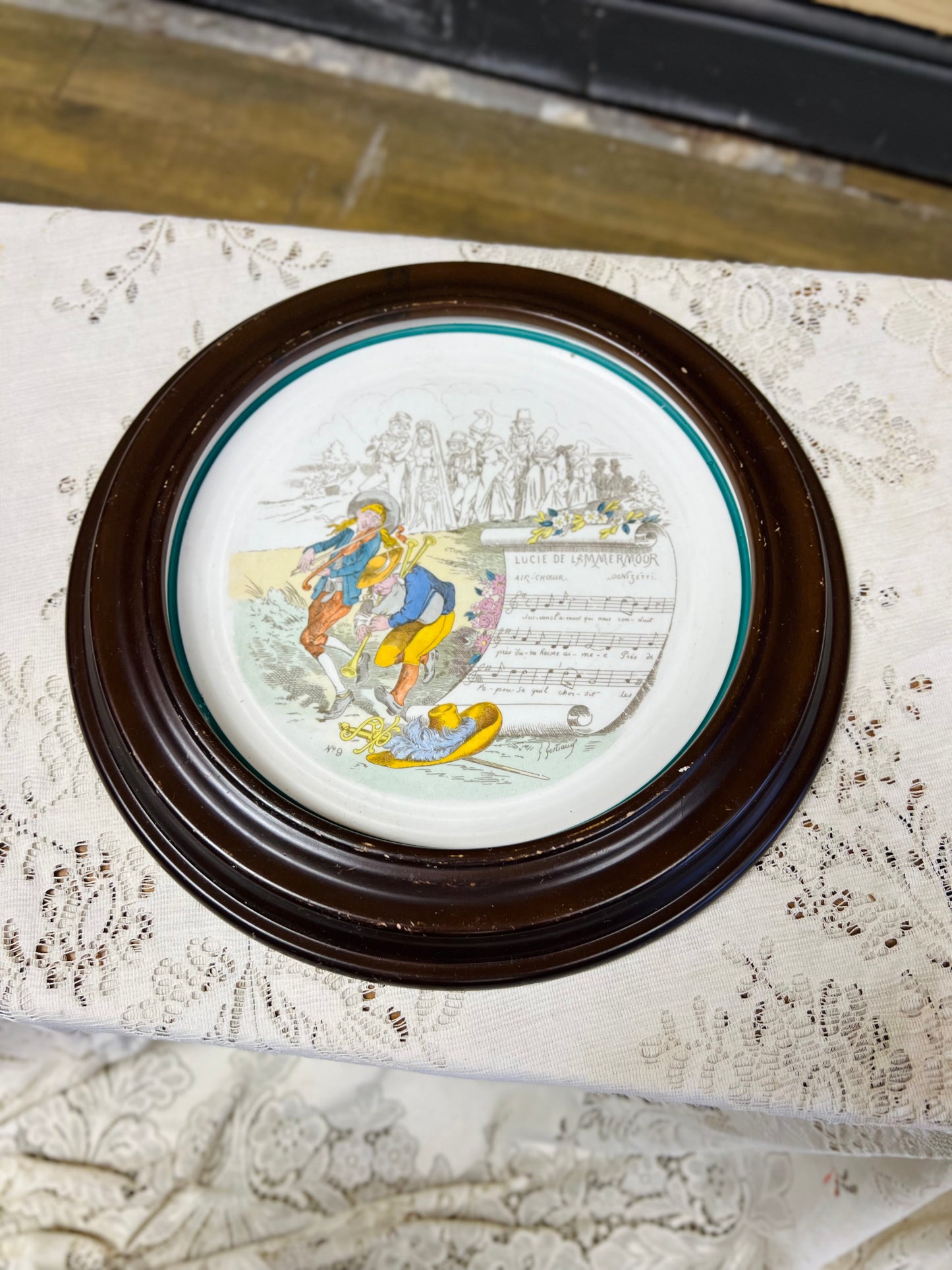 Antique Parry Vielle Opera Lucie De Lammermoor Plate with Plate Hanger