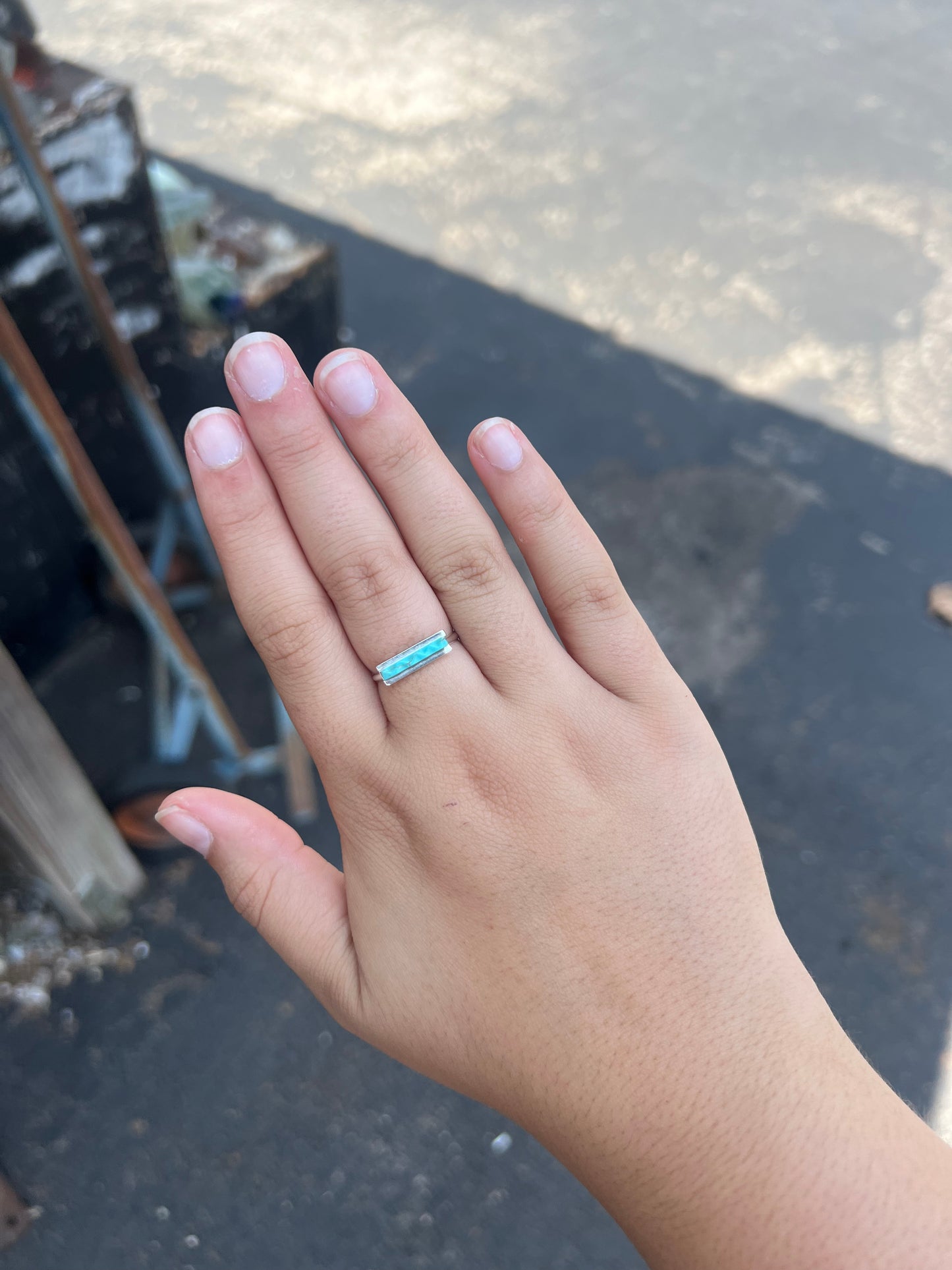 Genuine Turquoise Bar Ring