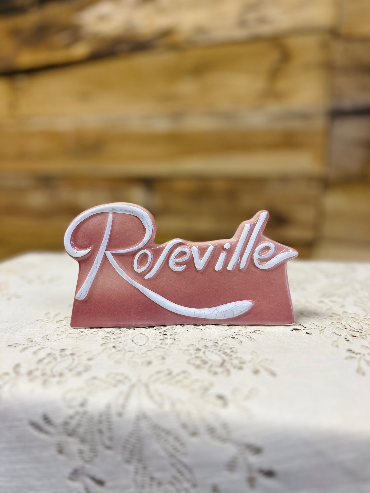 Roseville Pottery Sign - Pink