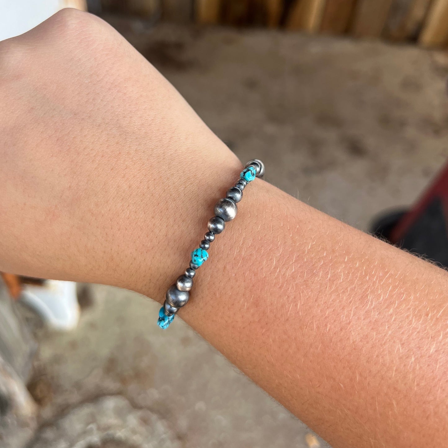 Genuine Turquoise Navajo Pearl Wrap Bracelet