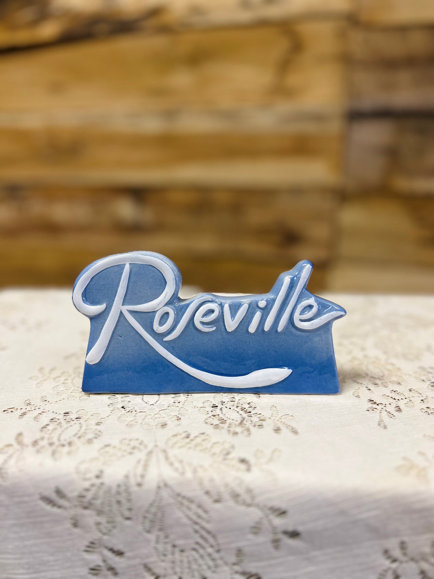 Roseville Pottery Sign - Blue