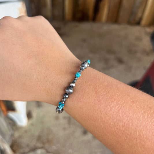 Genuine Turquoise Navajo Pearl Wrap Bracelet