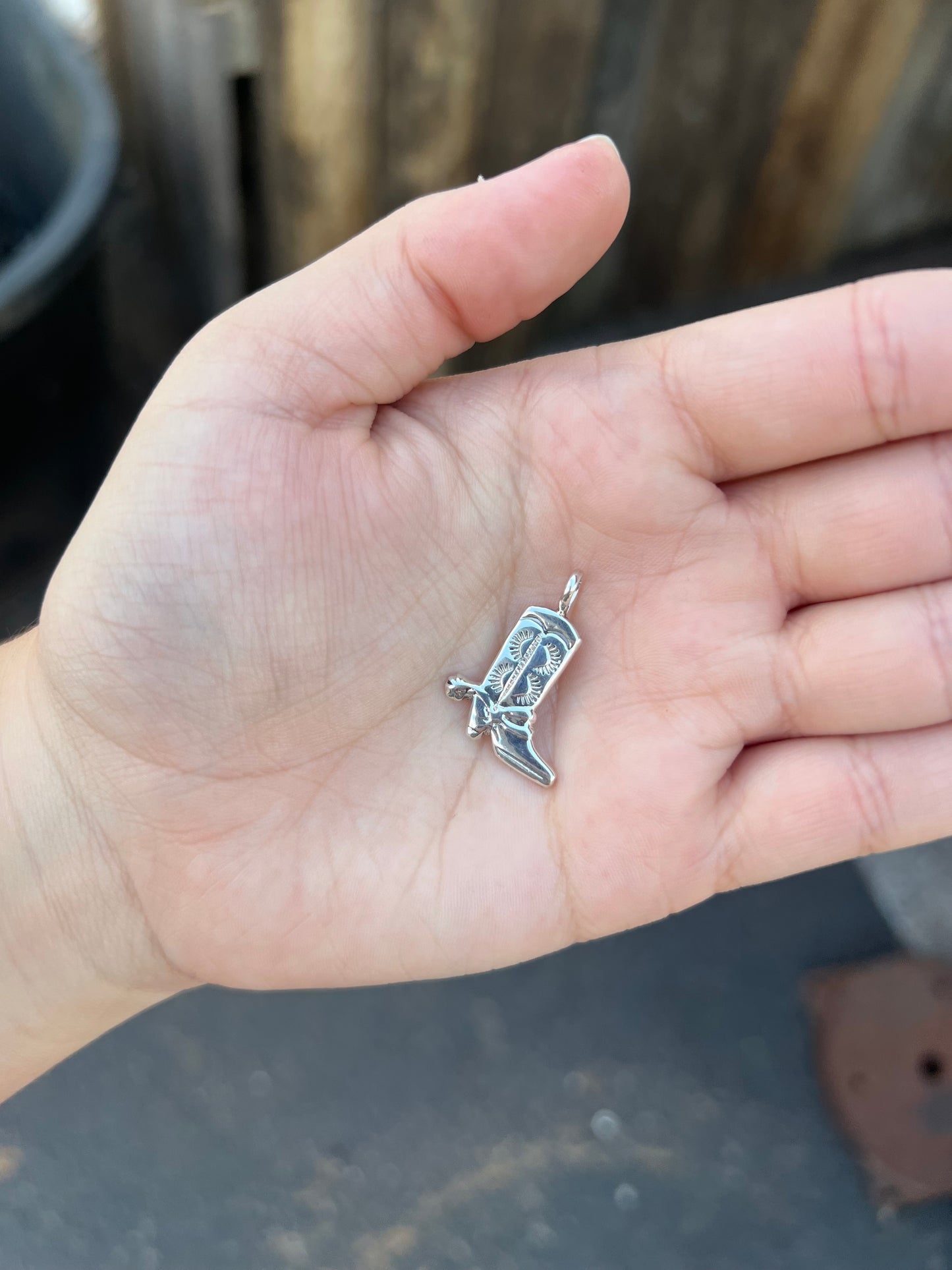 Sterling Silver Cowboy Boot Pendant with Spur