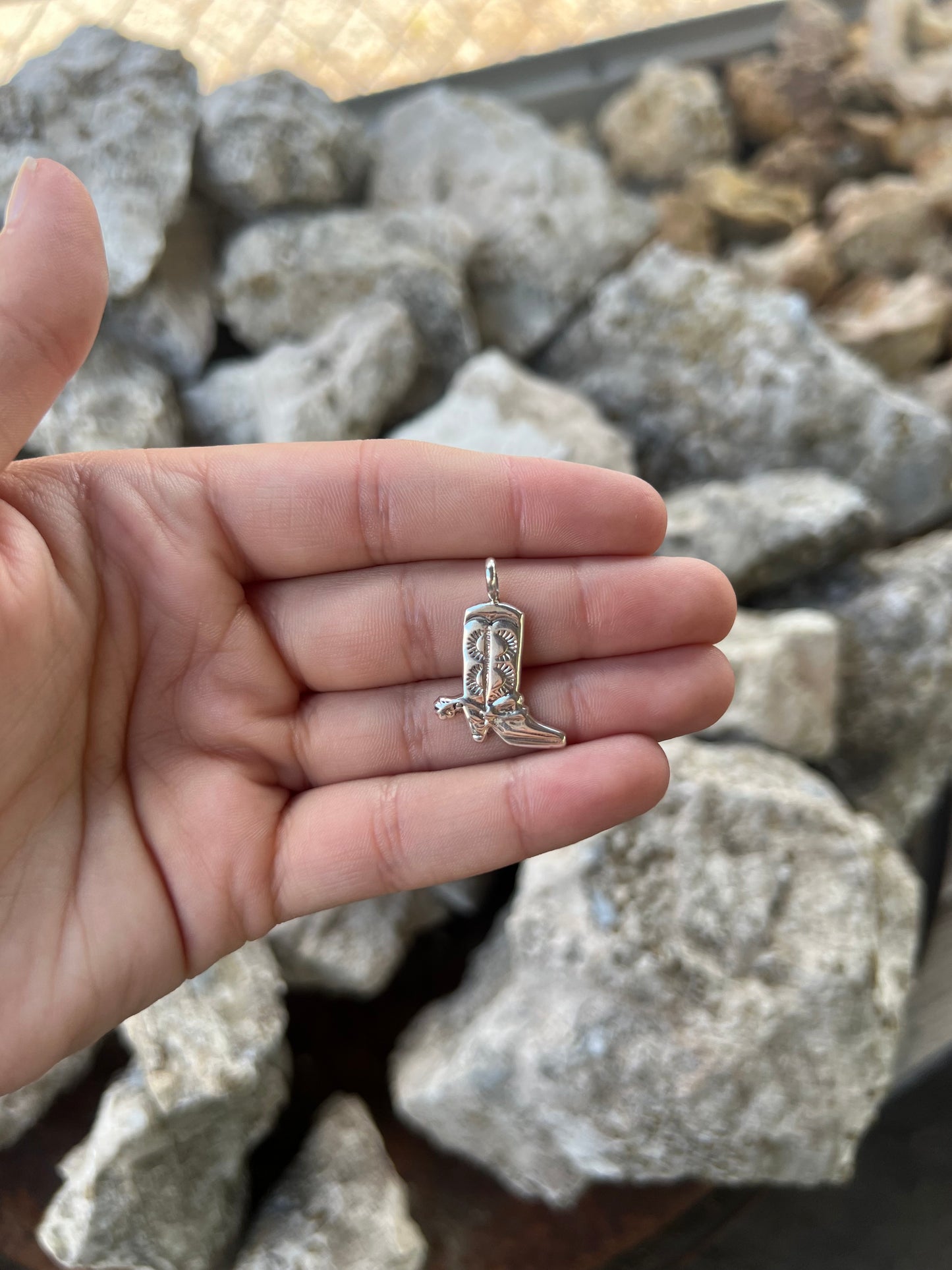 Sterling Silver Cowboy Boot Pendant with Spur