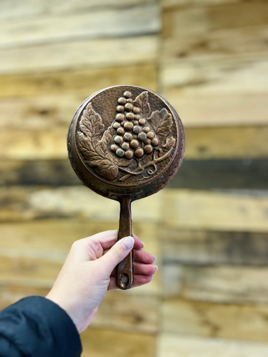 Vintage Cast Iron Copper Color Skillet Wall Decor - Grapes Fruit Mold