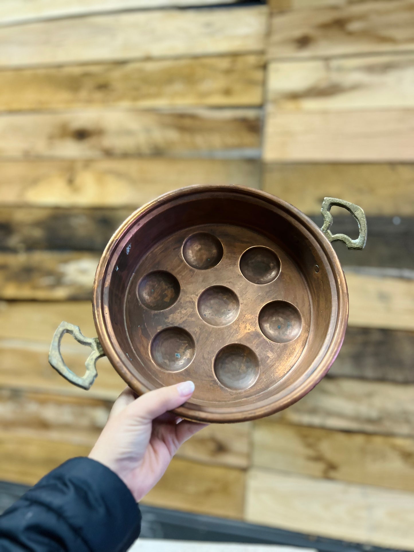 Vintage Copper Mold Egg Poacher Pan