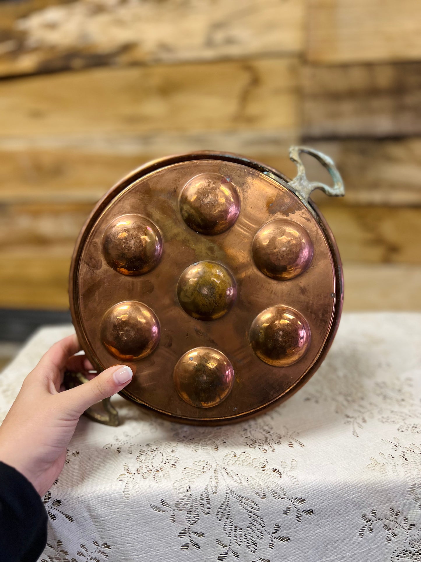 Vintage Copper Mold Egg Poacher Pan