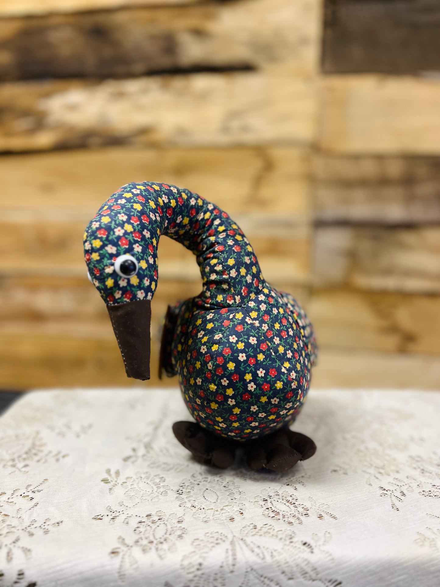 Vintage Floral Stuffed Goose - #1