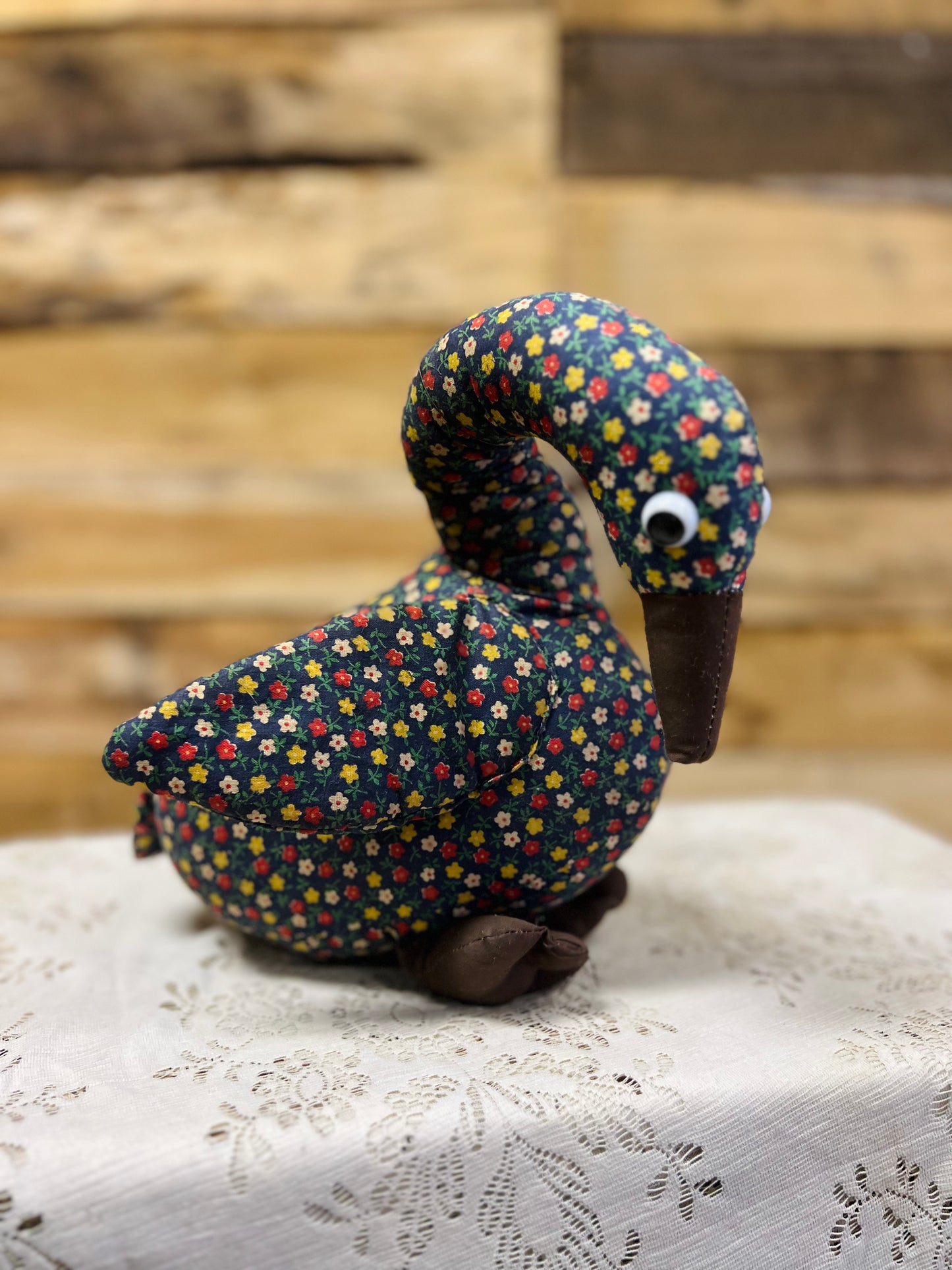 Vintage Floral Stuffed Goose - #1