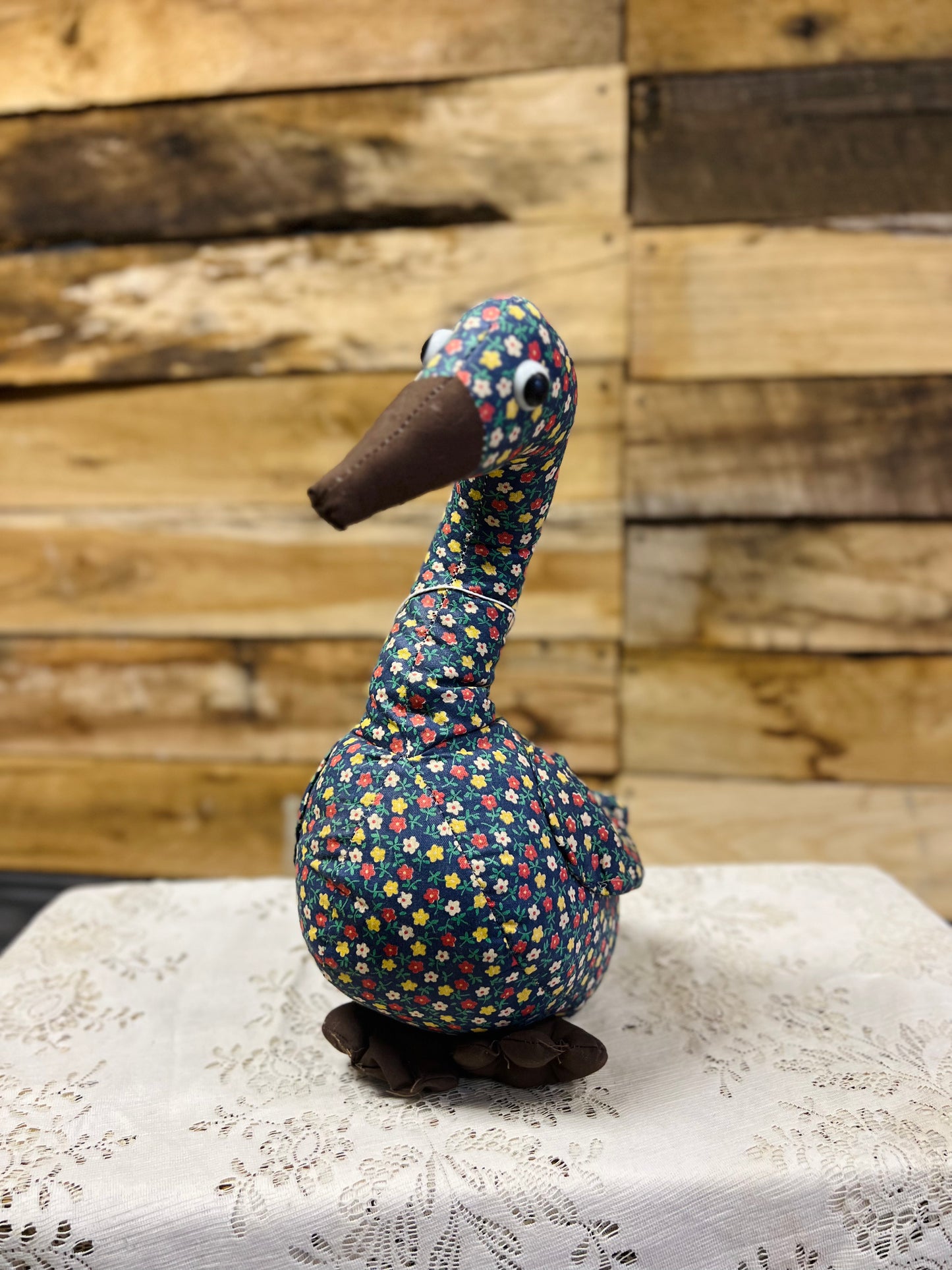 Vintage Floral Stuffed Goose - #2