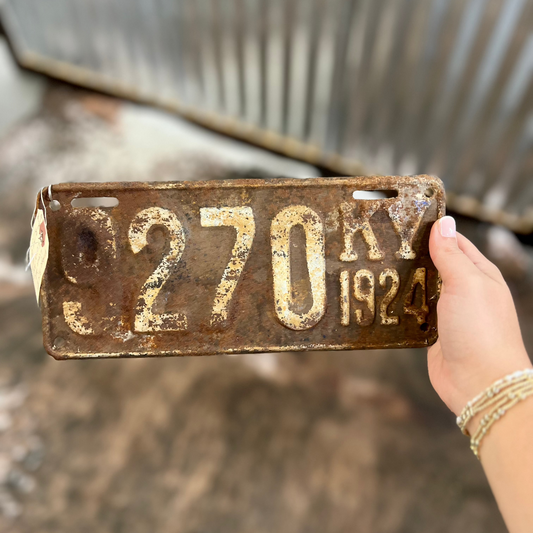 Vintage 1924 KY License Plate 100+ years old "270" our phone number area code prefix