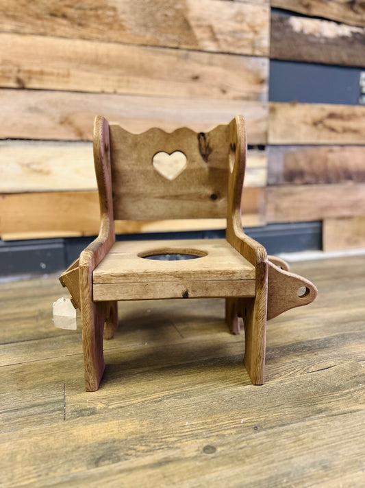 Vintage Wood Heart Cutout Potty Chair