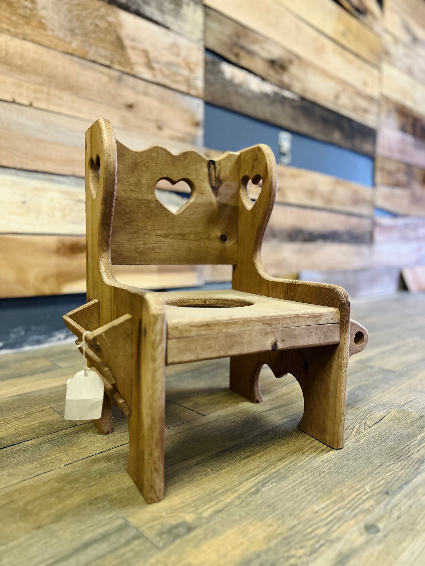 Vintage Wood Heart Cutout Potty Chair