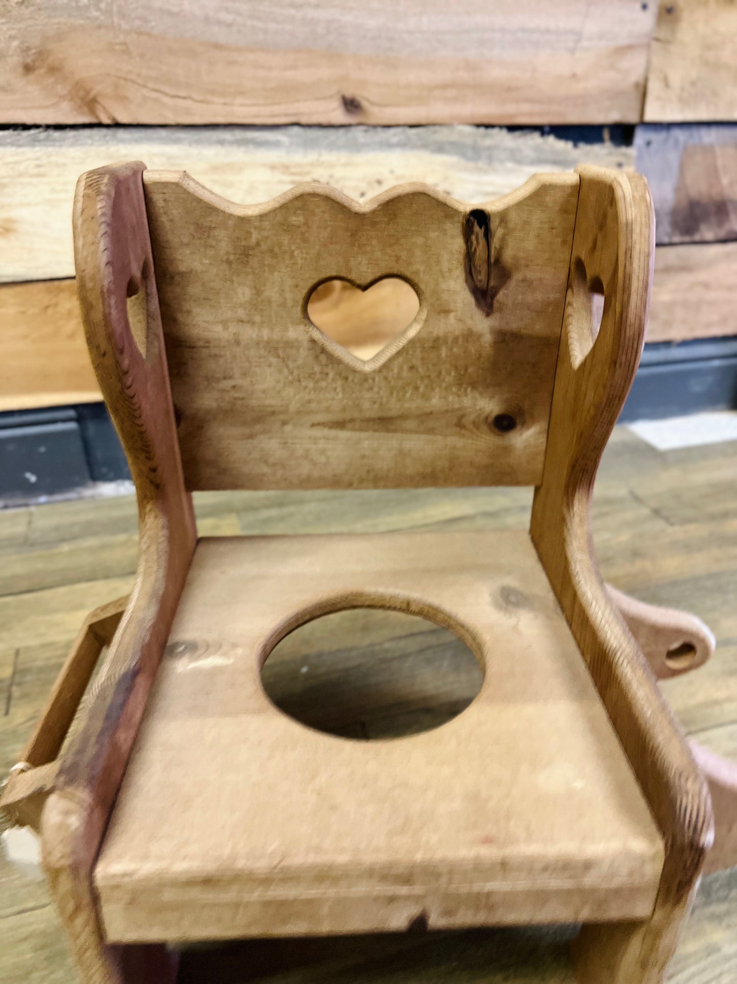 Vintage Wood Heart Cutout Potty Chair