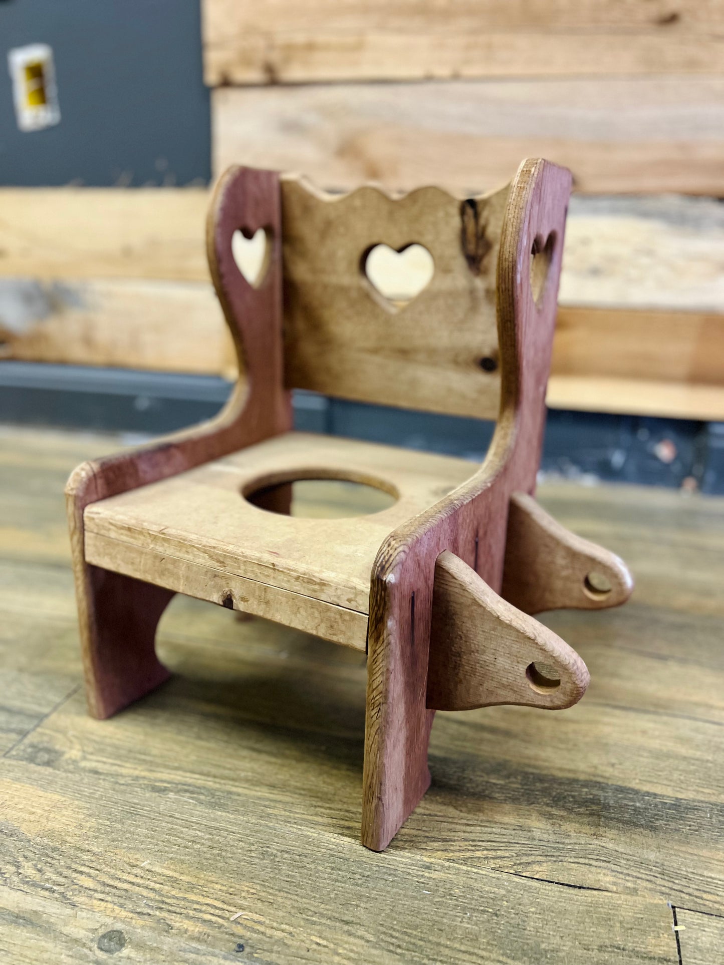Vintage Wood Heart Cutout Potty Chair
