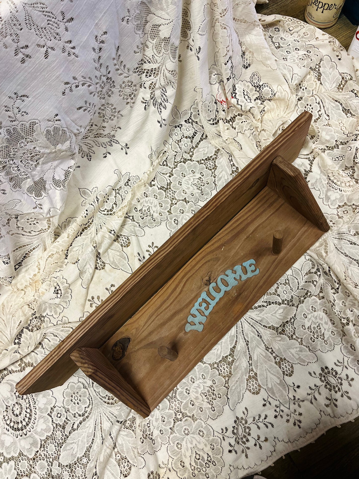 Vintage Wood Welcome Shelf