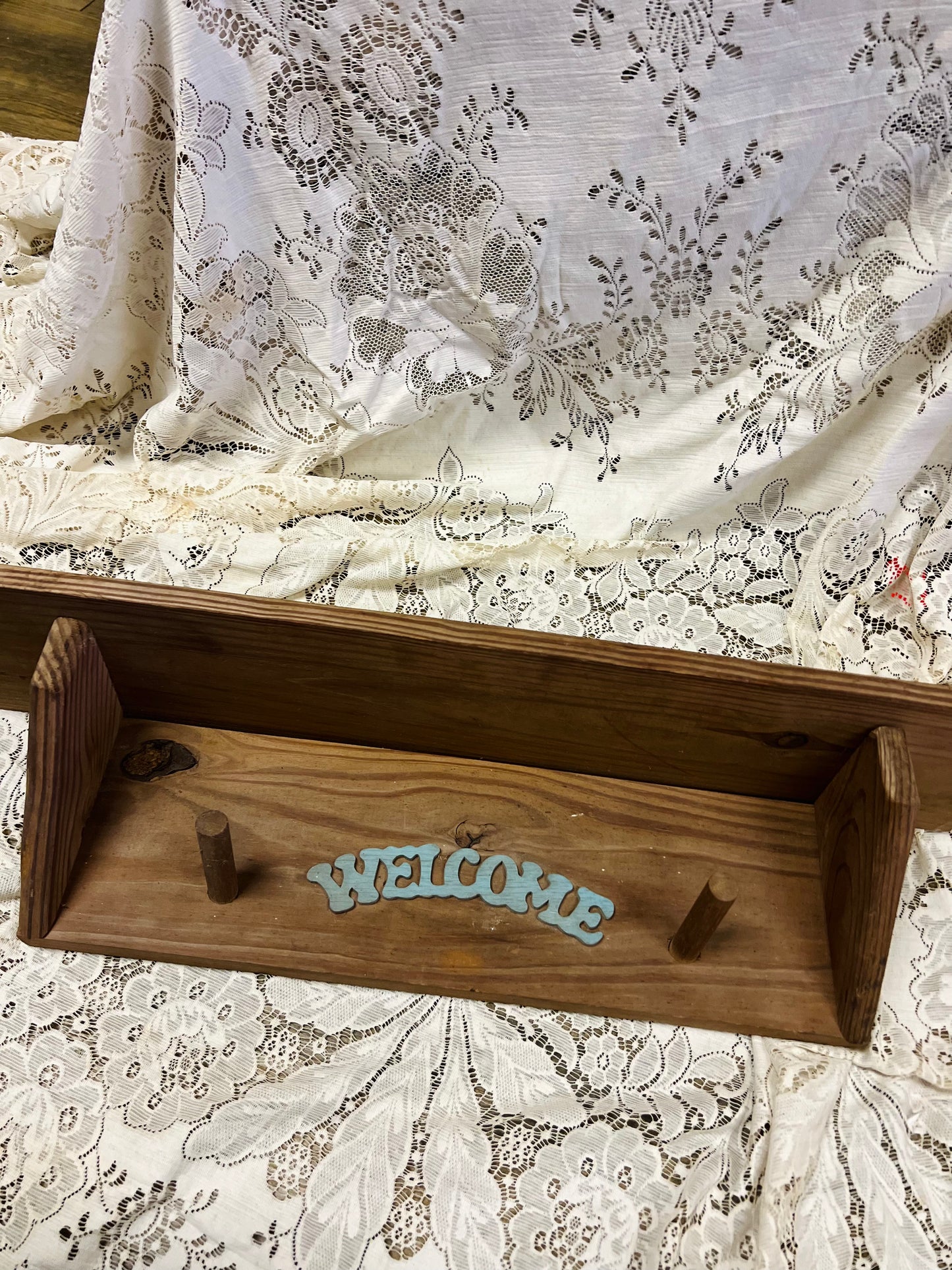 Vintage Wood Welcome Shelf